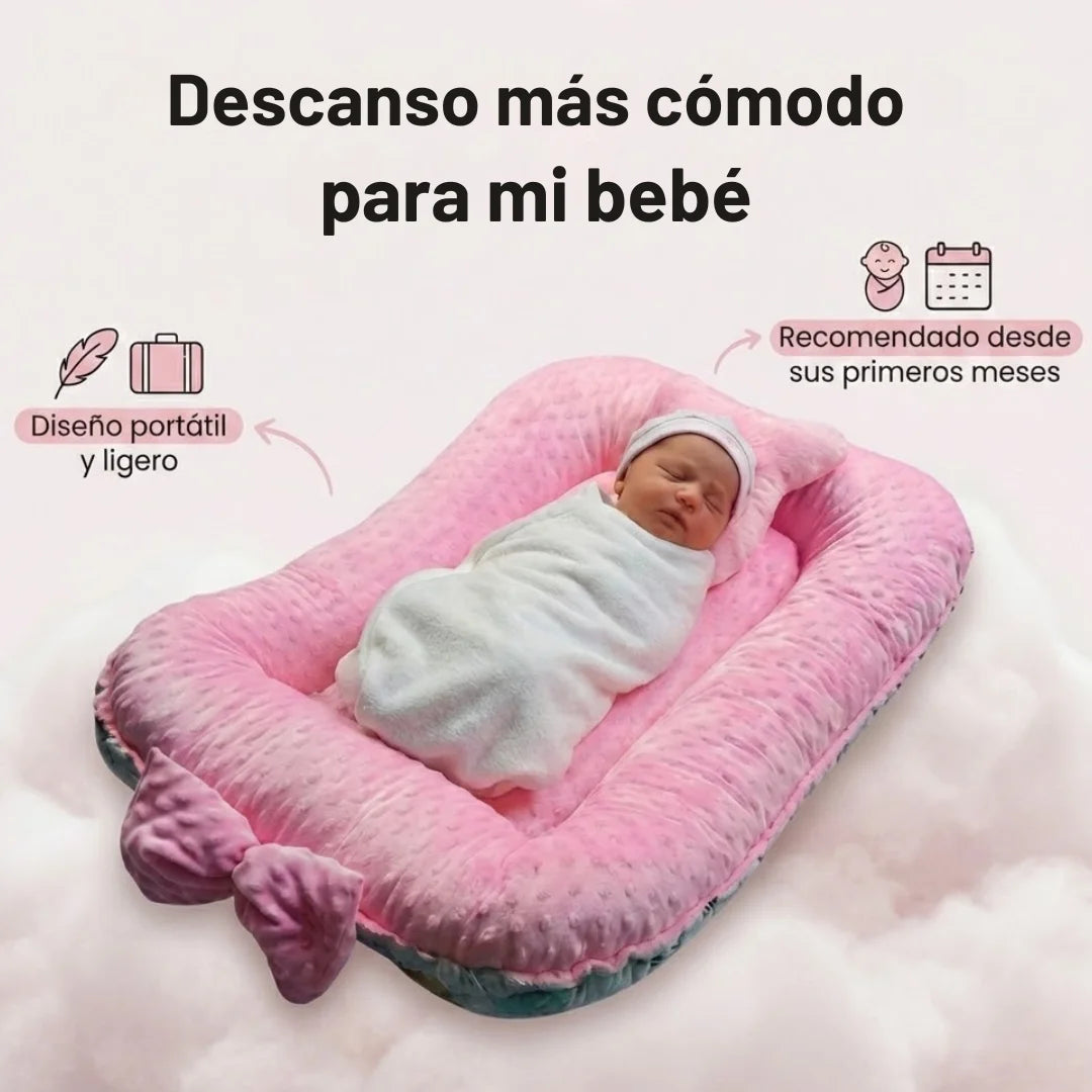 BabyNest Care™ – Nido Cuna Portátil Acolchado con Almohada Moldeadora