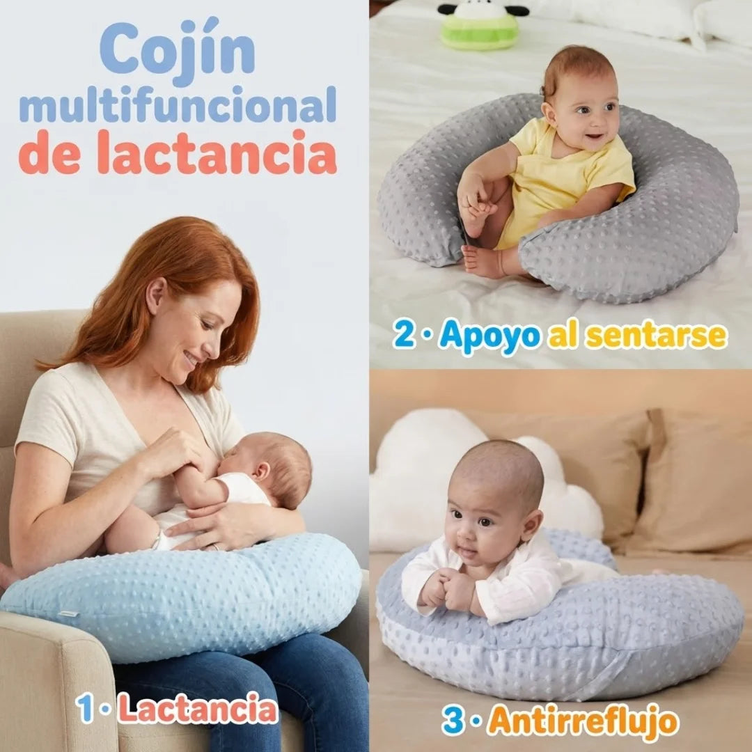 BabyNest Comfort™ – Cojín Multifuncional de Lactancia y Descanso con Almohada Moldeadora