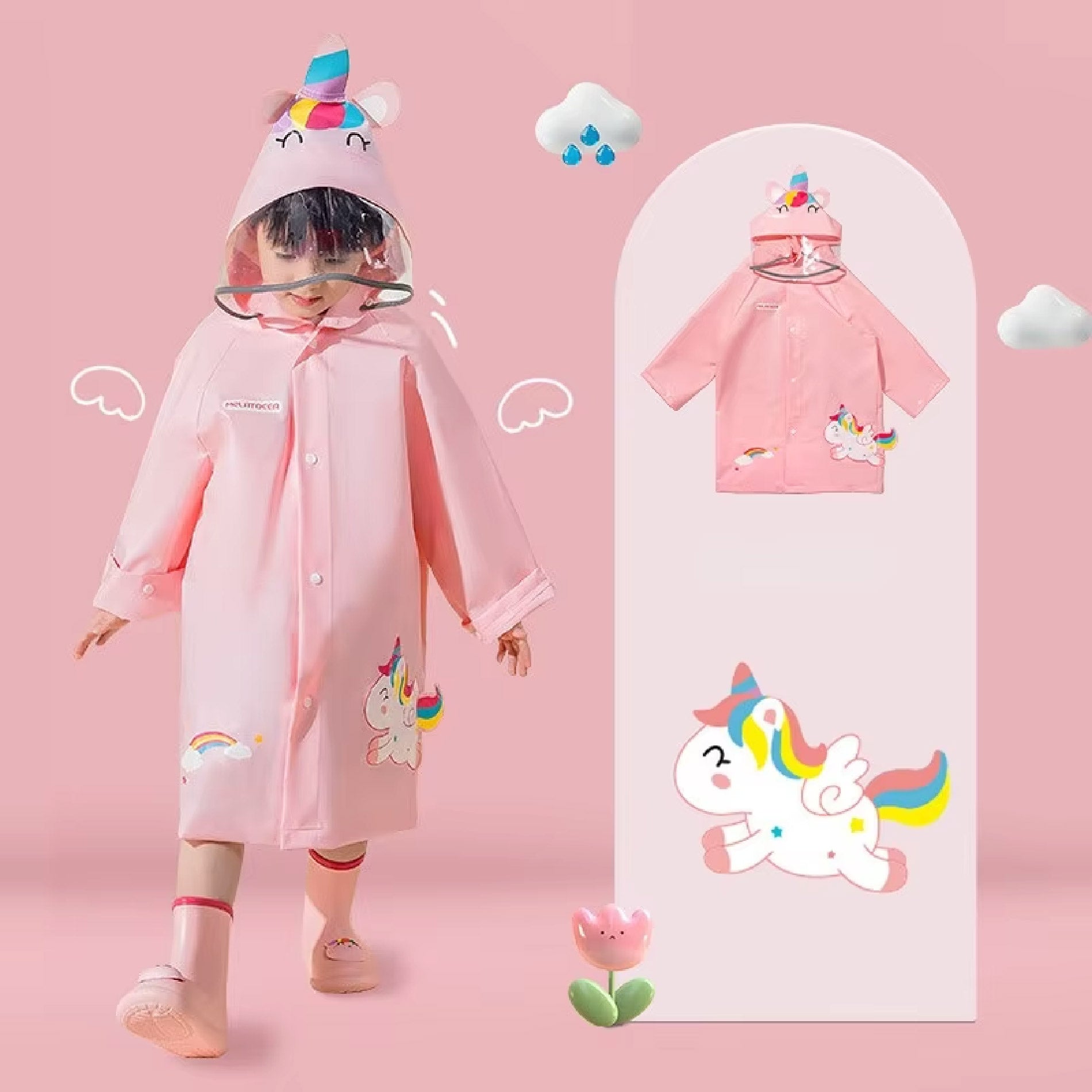 Capa Lluvia Para Niños Visera y Expansor