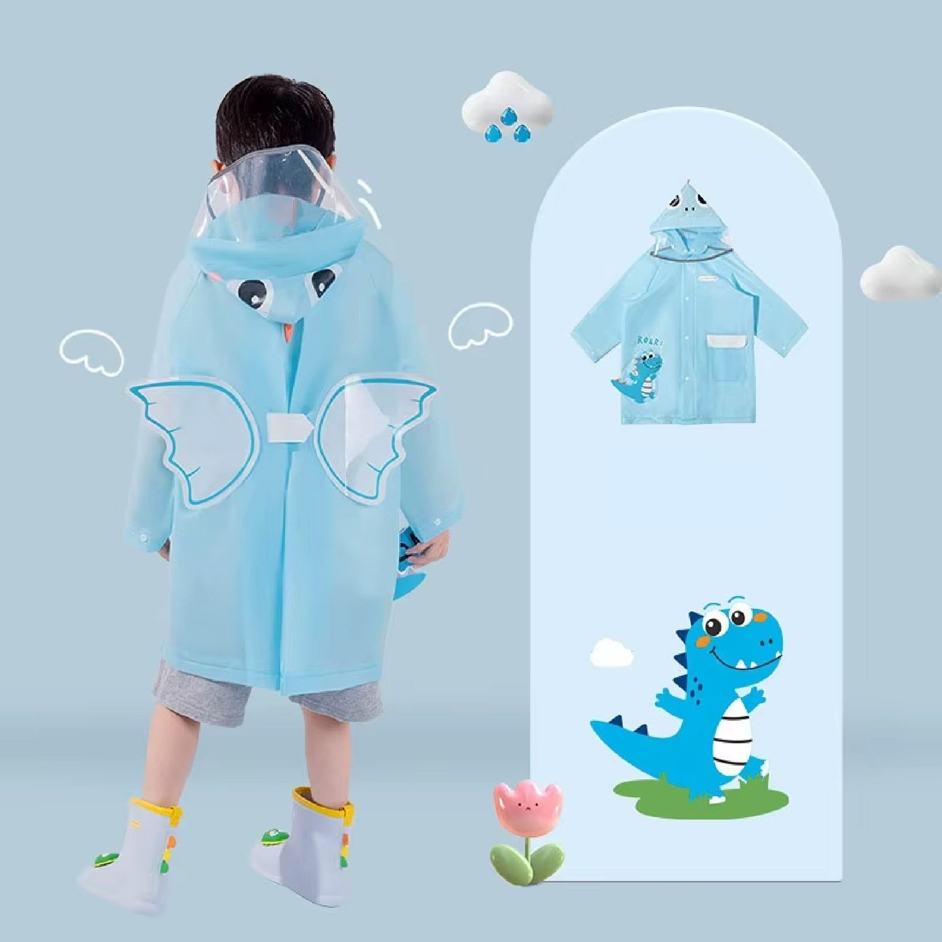 Capa Lluvia Para Niños Visera y Expansor