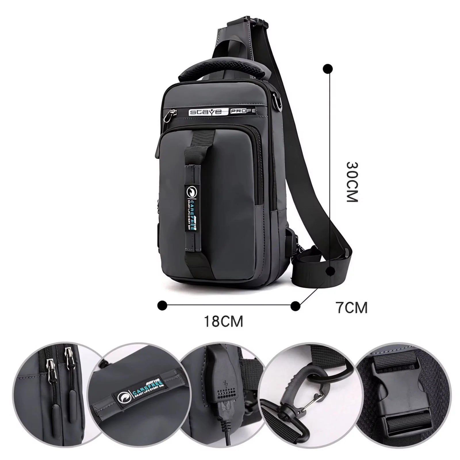 Mochila Sling Antirrobo con Puerto USB