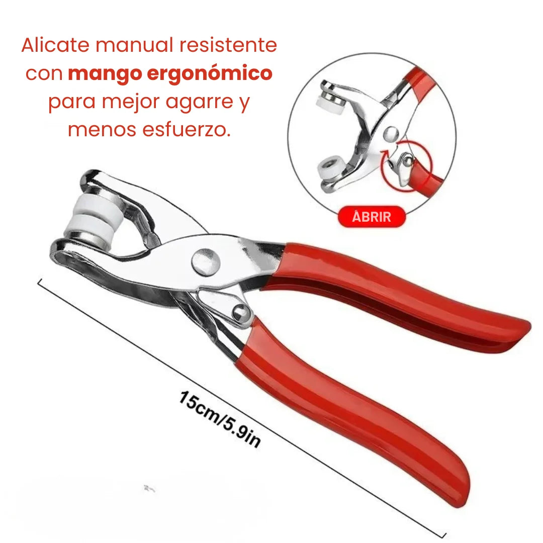 SnapFix Pro™ – Kit Profesional de Botones a Presión + Alicate Prensador (400 Piezas)