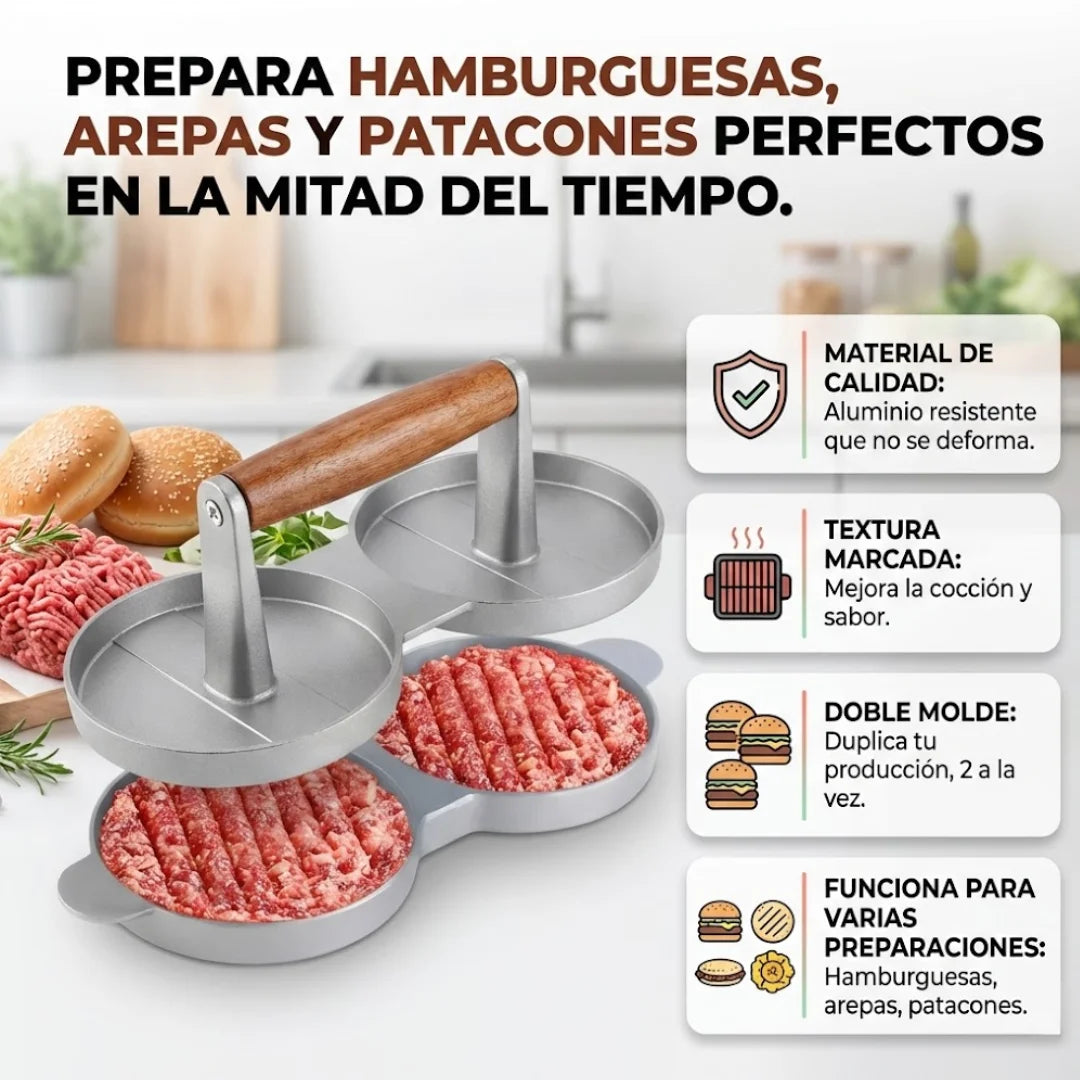 Prensa doble manual que moldea 2 piezas a la vez con grosor uniforme