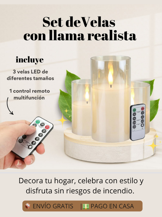 Set de 3 velas LED