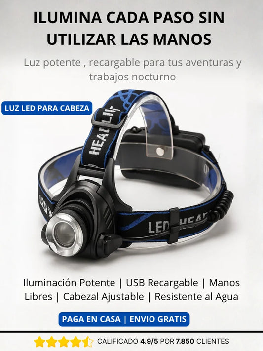 Linterna LED de Cabeza Recargable