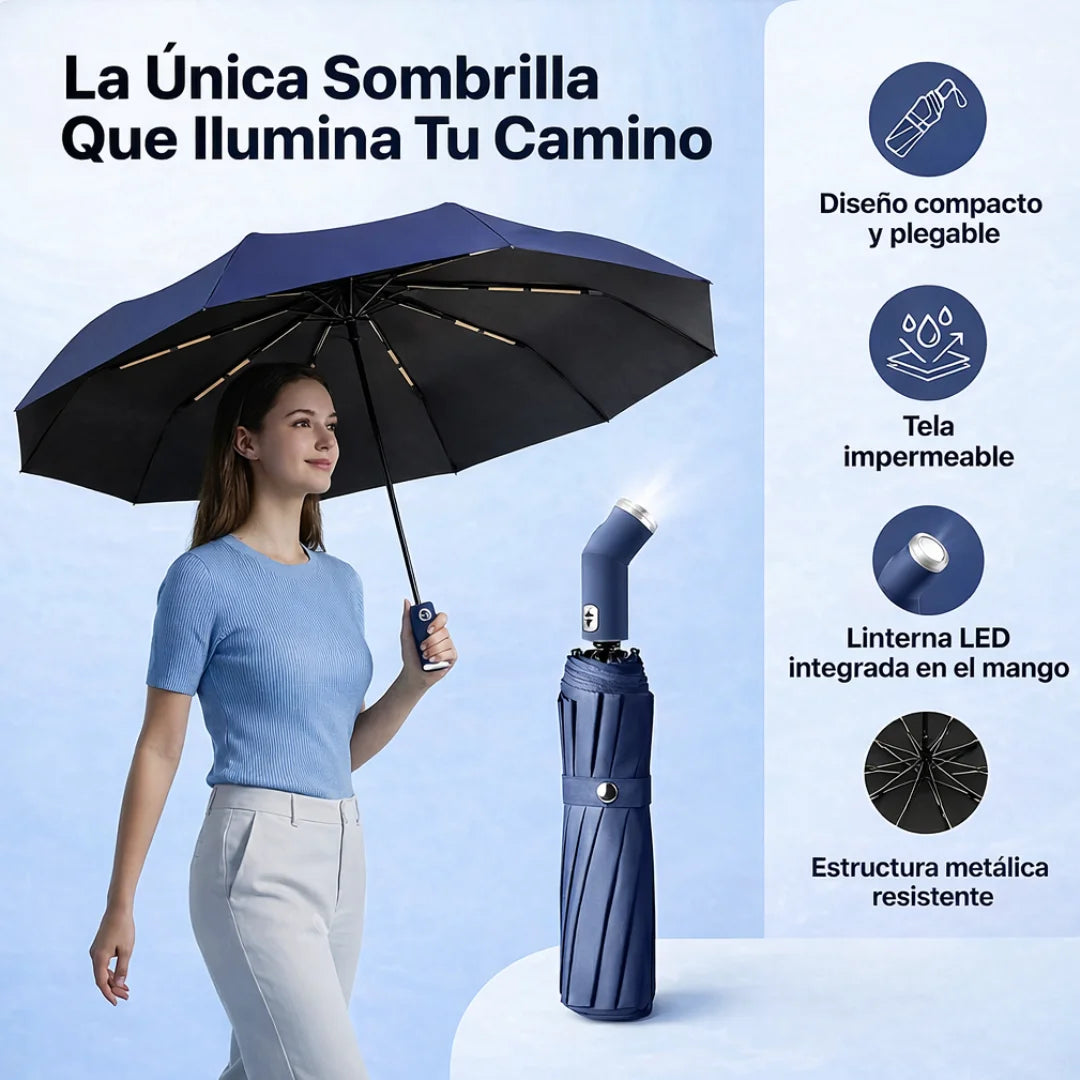 Sombrilla Plegable con Linterna LED