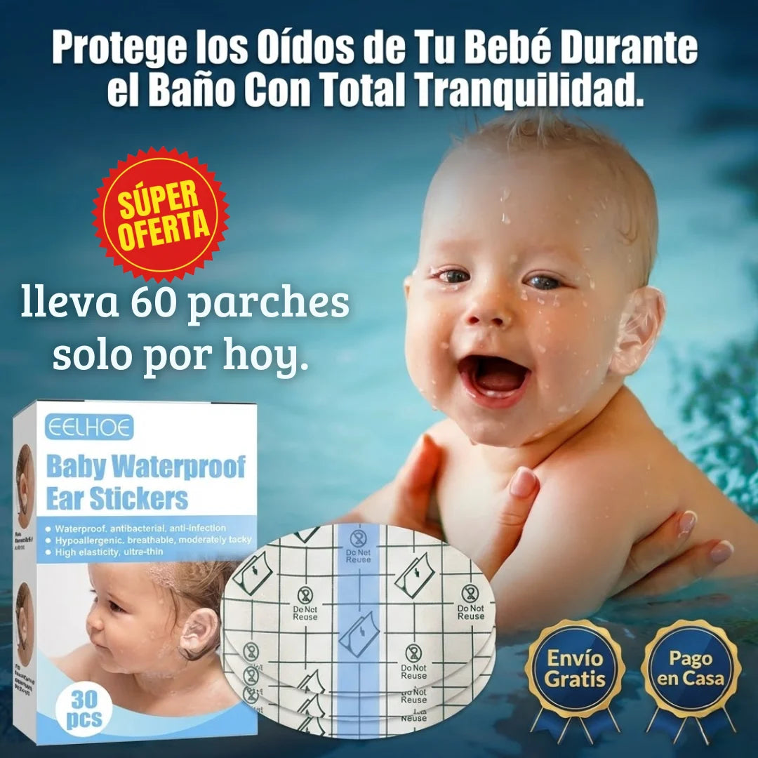 🍼 AquaBaby Shield™ – Parches Impermeables para Oídos de Bebé