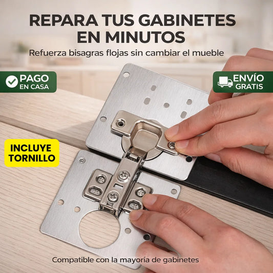 HingeFix Pro™ – Kit de Refuerzo para Bisagras de Gabinete