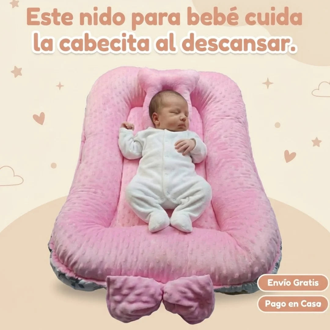 BabyNest Care™ – Nido Cuna Portátil Acolchado con Almohada Moldeadora