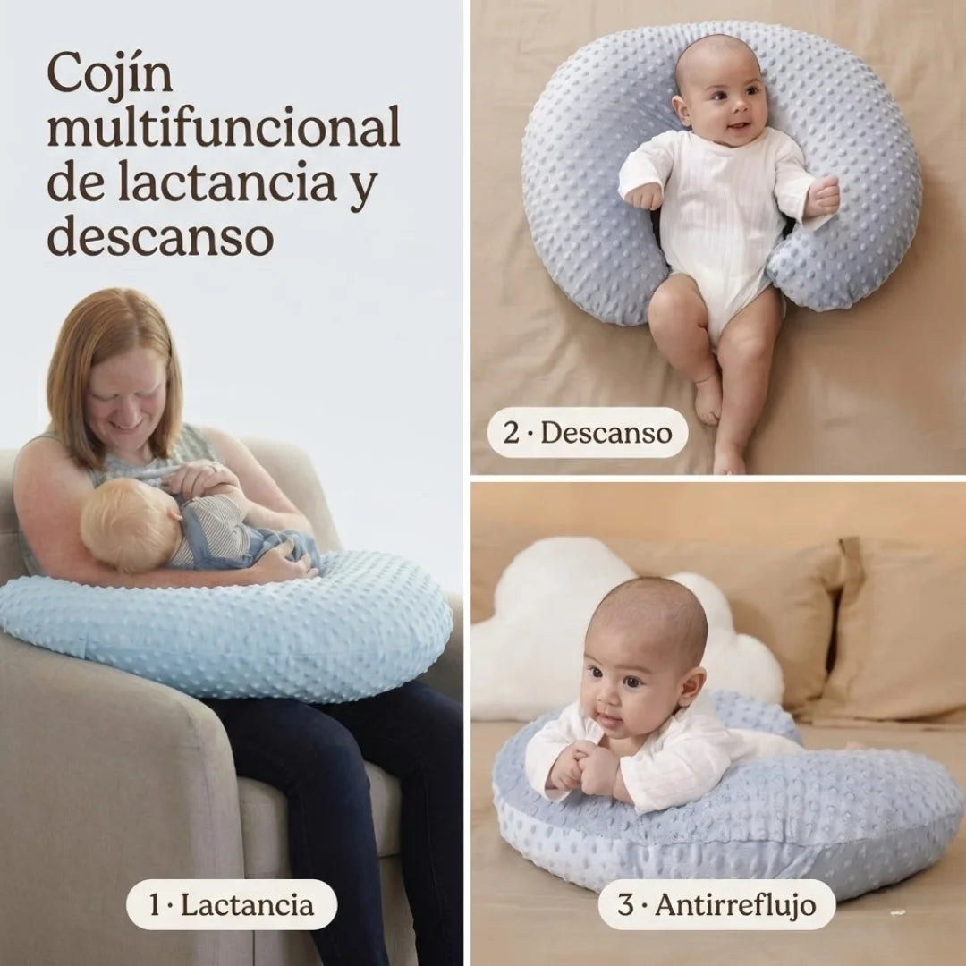BabyNest Comfort™ – Cojín Multifuncional de Lactancia y Descanso con Almohada Moldeadora
