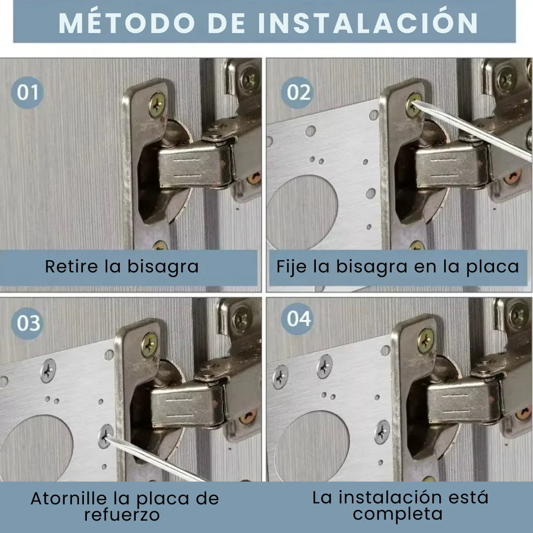 HingeFix Pro™ – Kit de Refuerzo para Bisagras de Gabinete