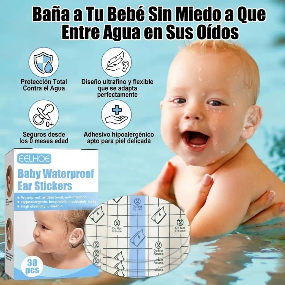 🍼 AquaBaby Shield™ – Parches Impermeables para Oídos de Bebé