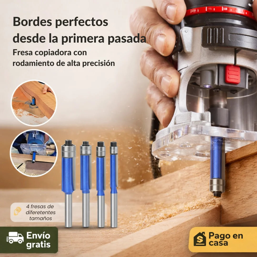 TrimEdge Pro™ – Fresas Copiadoras con Rodamiento de Alta Precisión