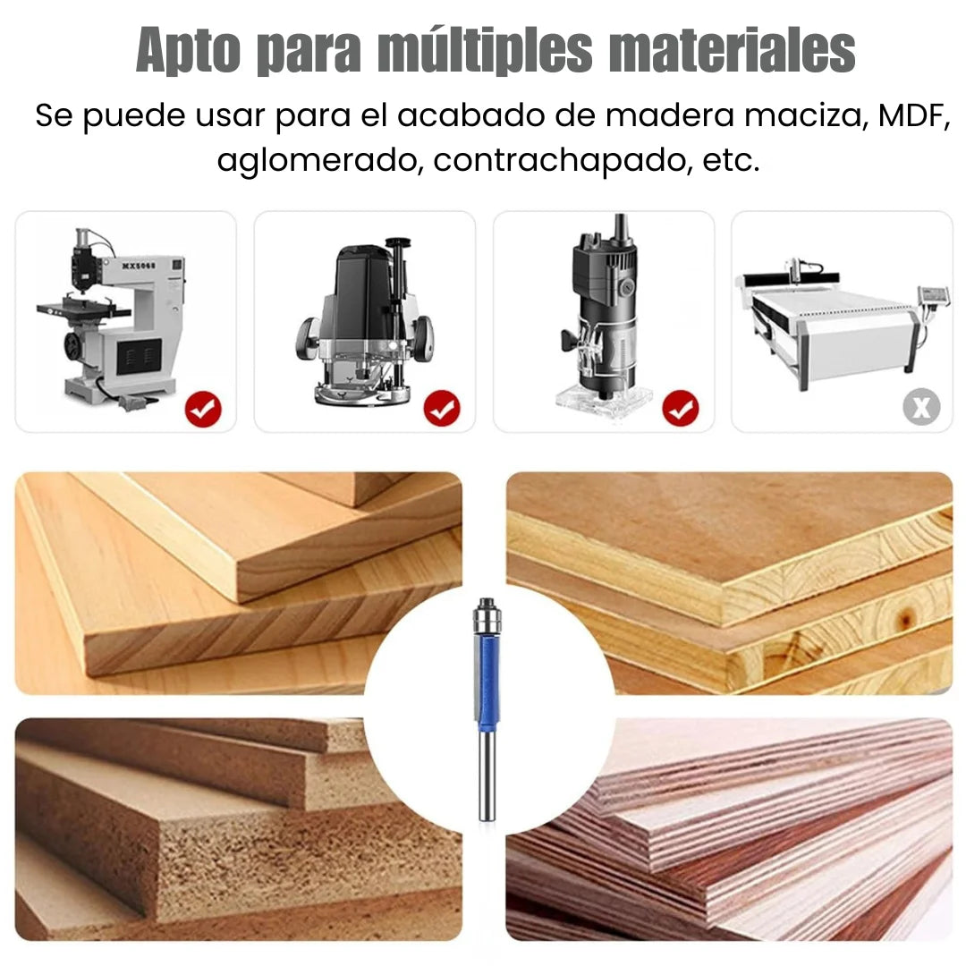 TrimEdge Pro™ – Fresas Copiadoras con Rodamiento de Alta Precisión