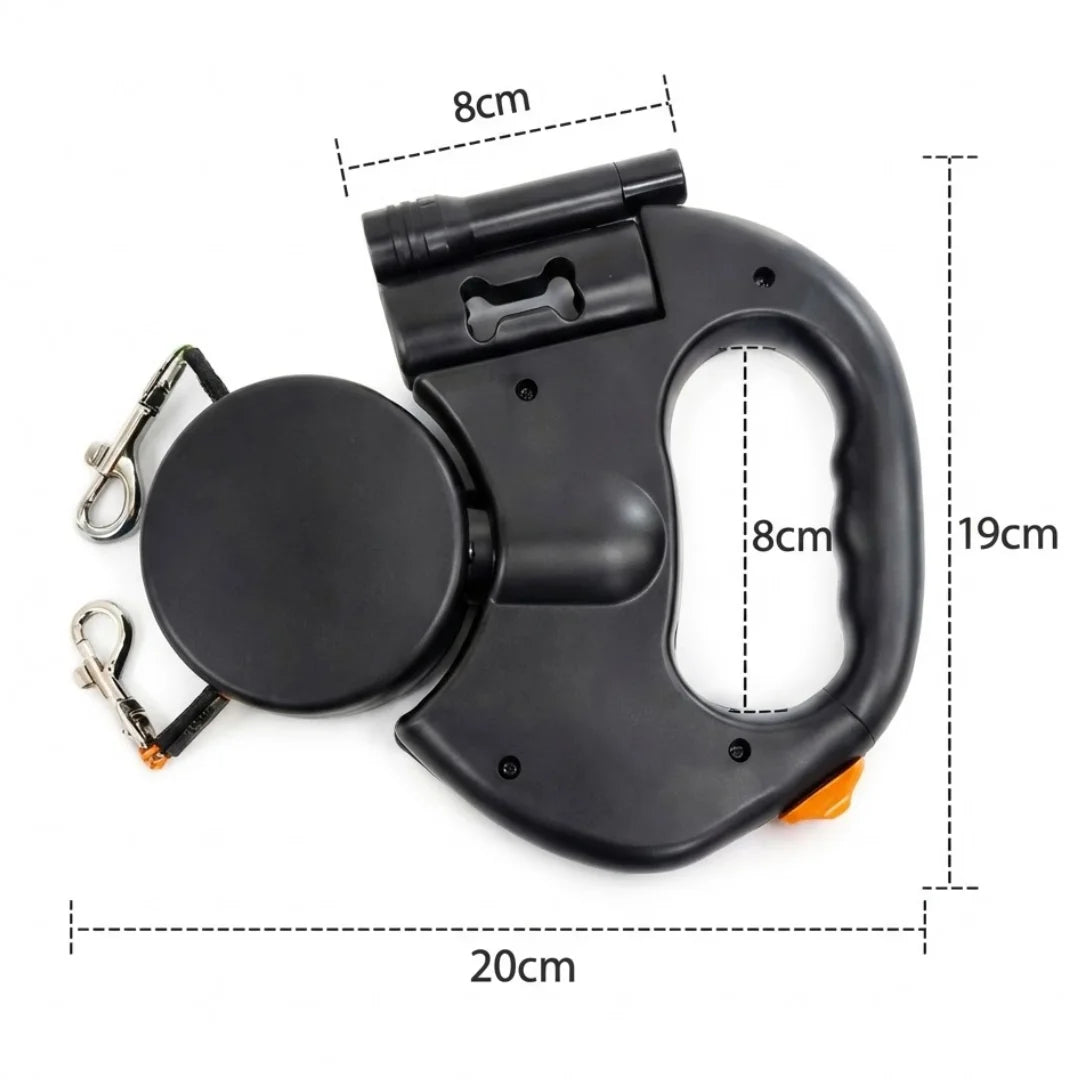 DualWalk Pro™ – Correa Retráctil Doble Antienredos con Luz LED