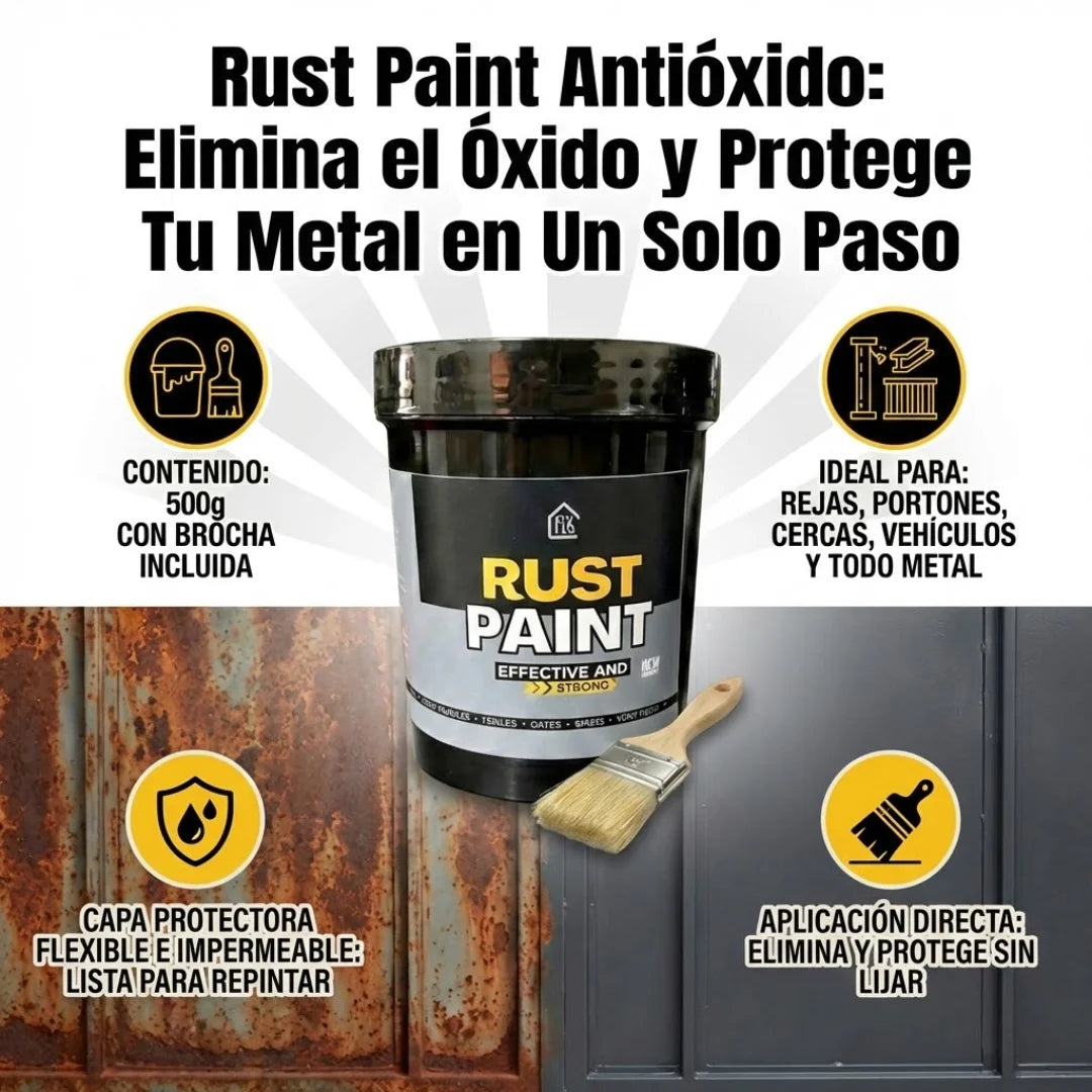 Rust Paint Antióxido - Elimina el óxido existente y crea una barrera protectora