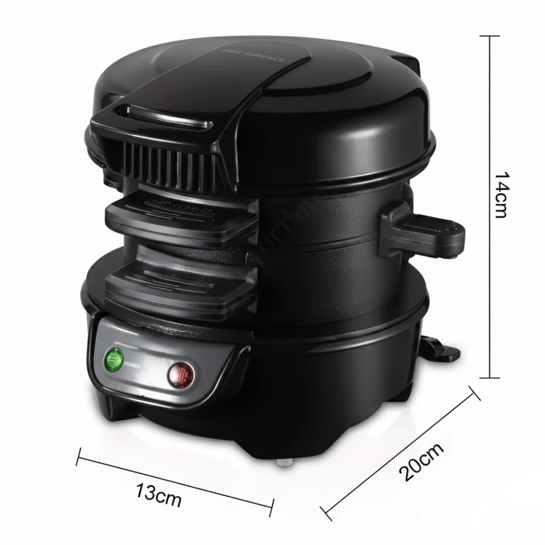 QuickBite Pro™ – Sandwichera y Mini Parrilla 3 en 1