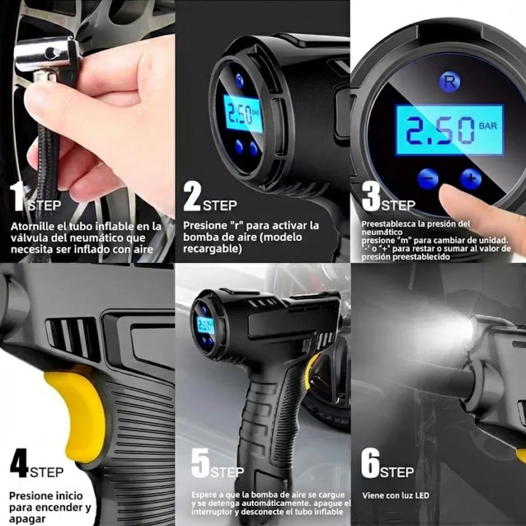 Compresor portátil recargable