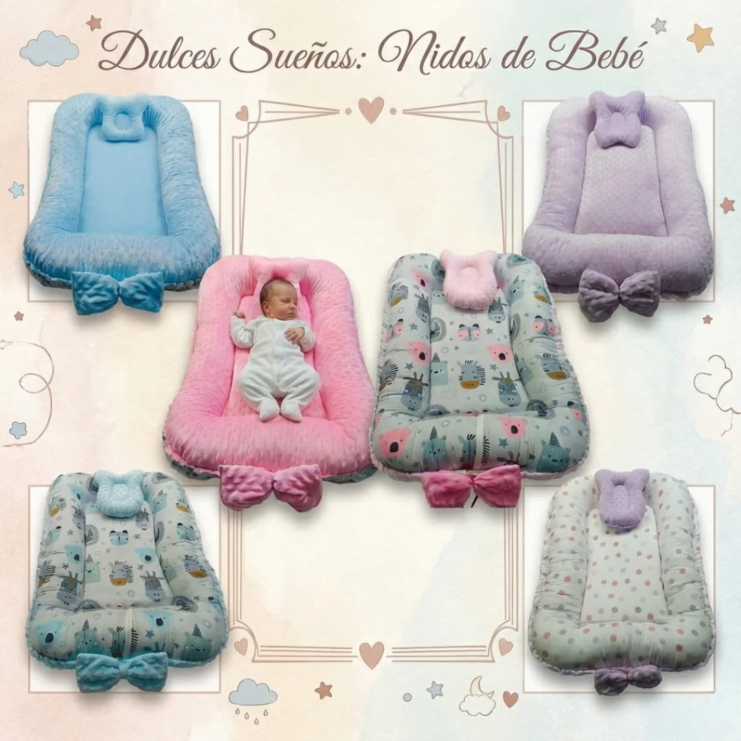 BabyNest Care™ – Nido Cuna Portátil Acolchado con Almohada Moldeadora