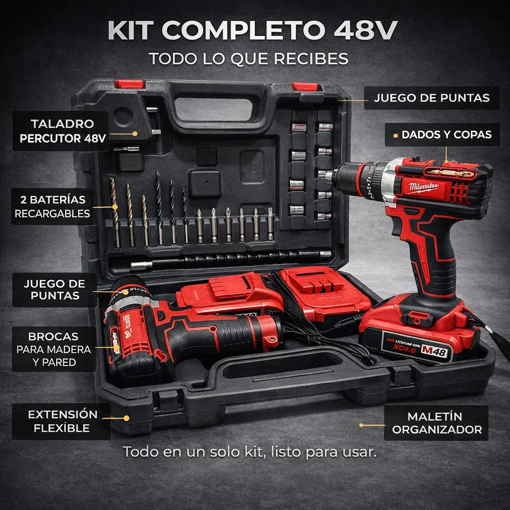 Taladro Percutor Inalámbrico 48V Profesional
