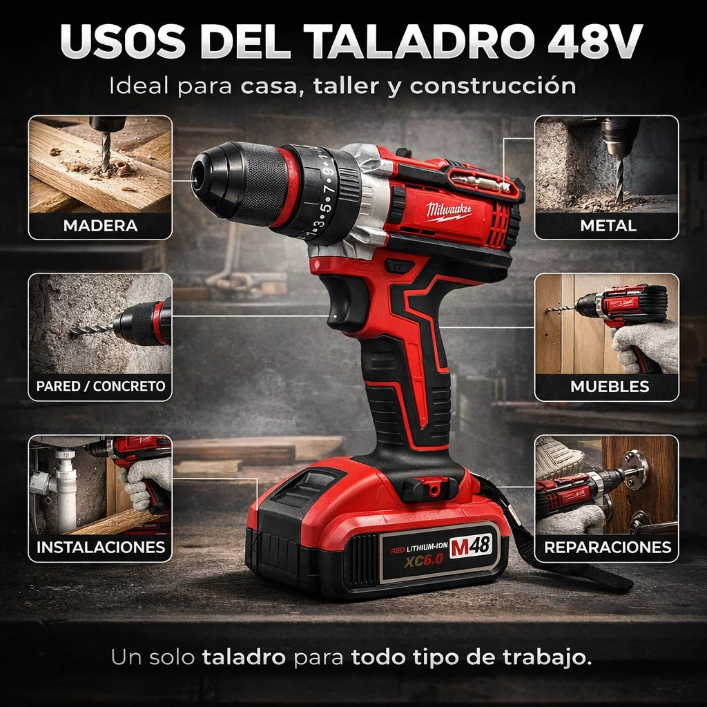 Taladro Percutor Inalámbrico 48V Profesional