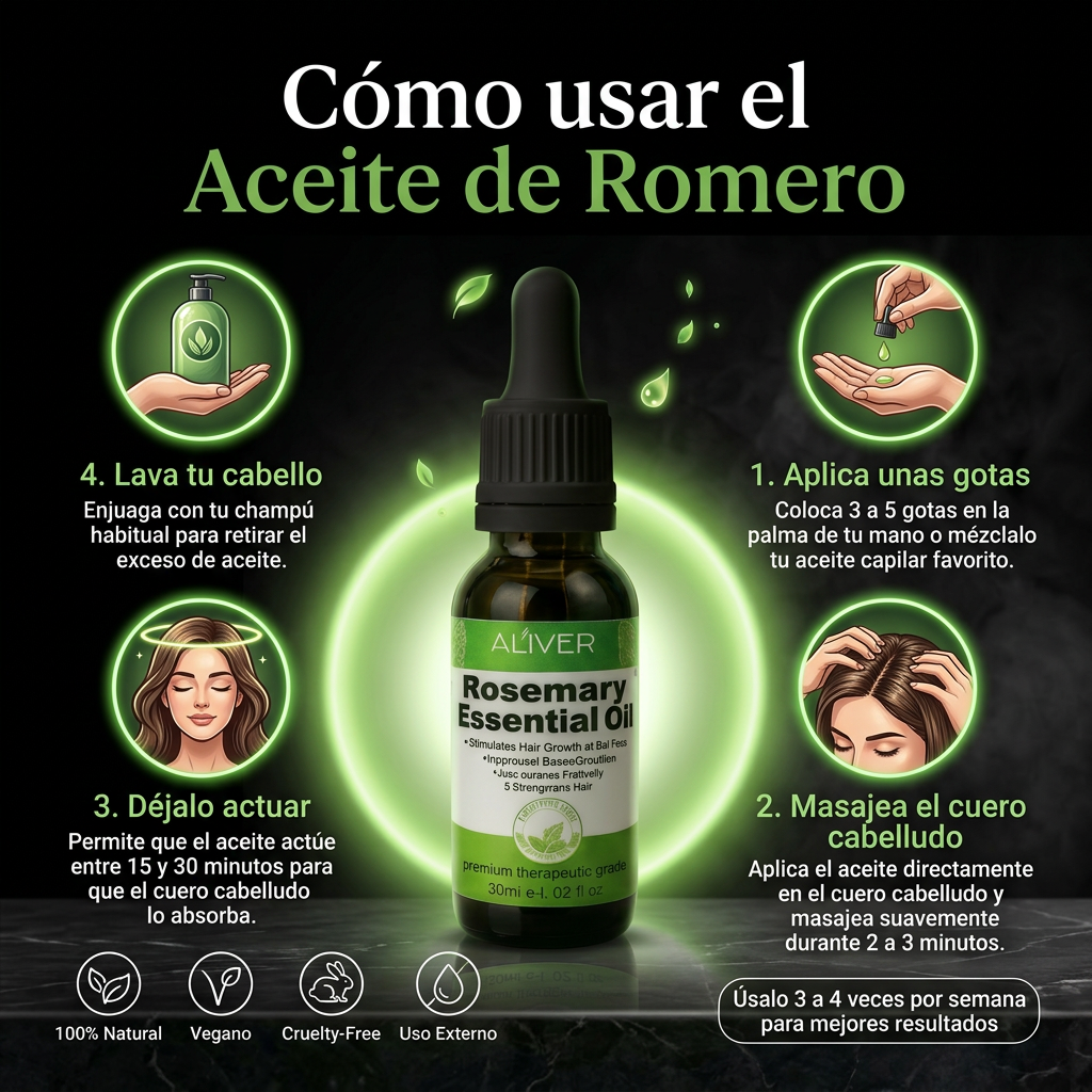 Aceite Esencial de Romero – Rutina Natural para Fortalecer tu Cabello
