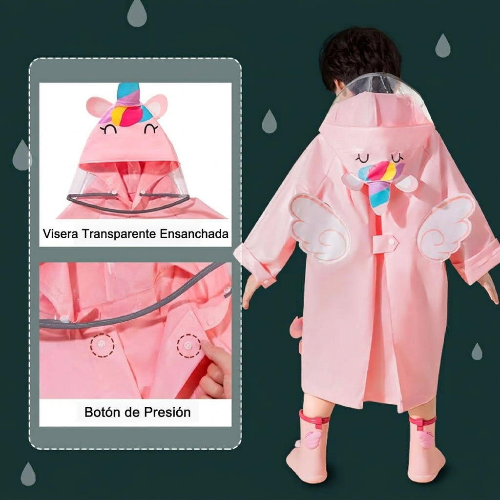 Capa Lluvia Para Niños Visera y Expansor