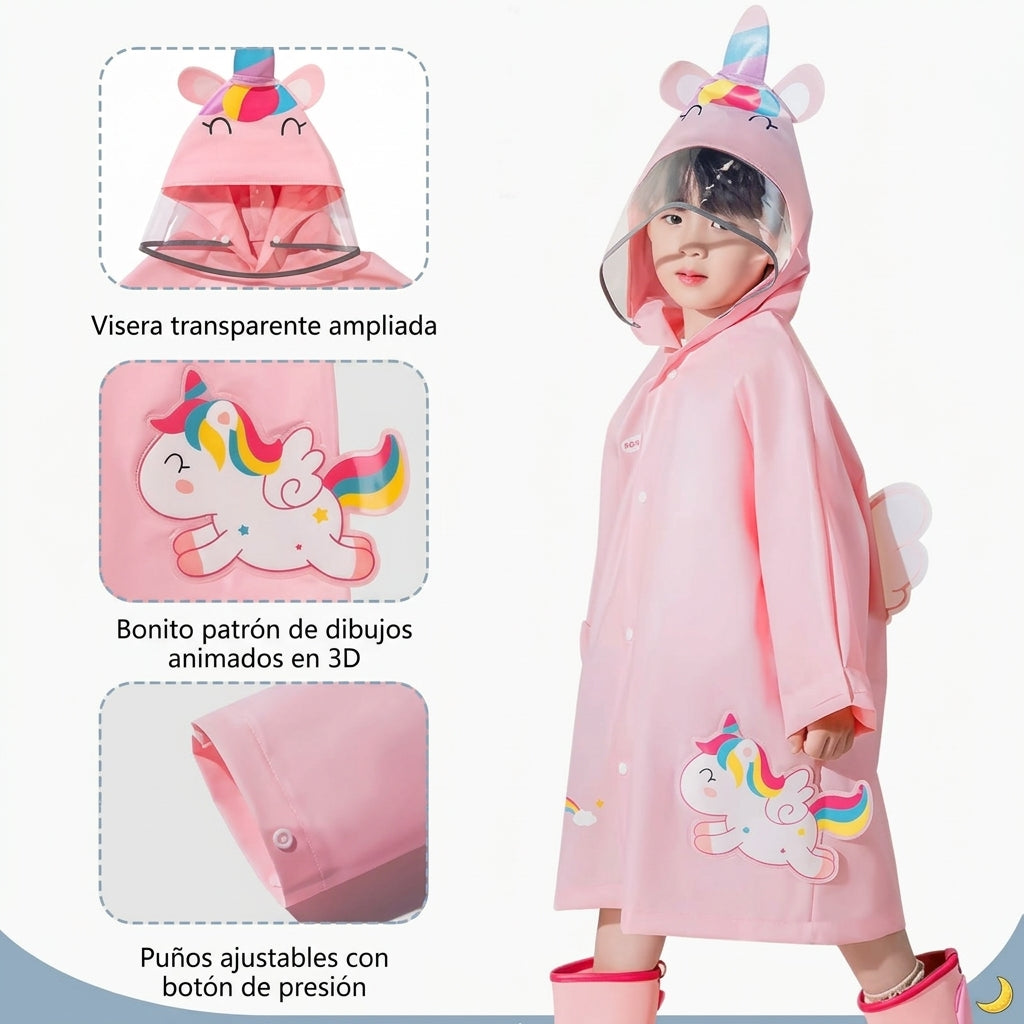 Capa Lluvia Para Niños Visera y Expansor