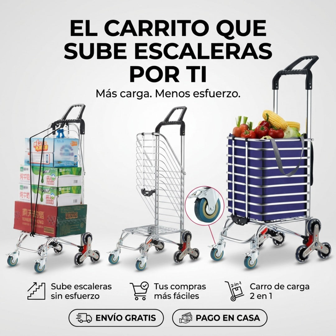 StairGo Pro™ - Carrito Plegable Subidor de Escaleras con 8 Ruedas