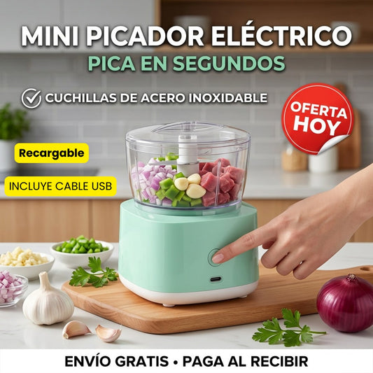 Mini Procesador Eléctrico de Alimentos Recargable