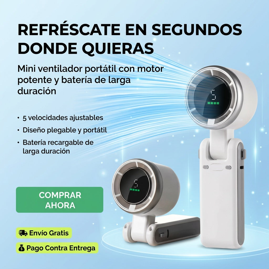 TurboBreeze Pro™ — El ventilador portátil que te salva del calor en segundos.
