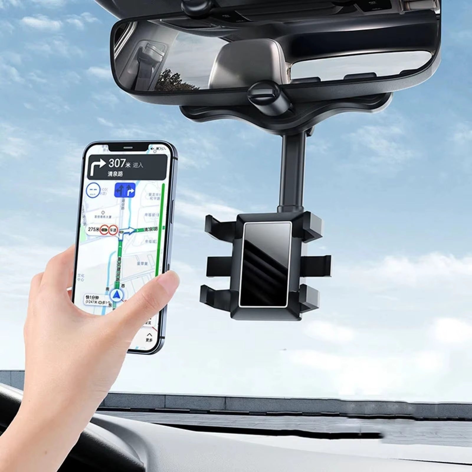 GripView 360™ – Soporte de Celular para Espejo Retrovisor