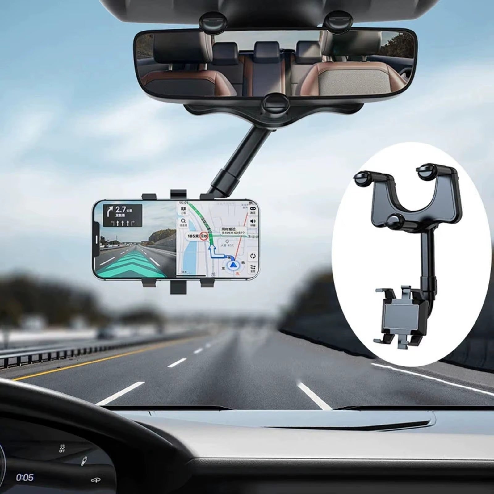 GripView 360™ – Soporte de Celular para Espejo Retrovisor