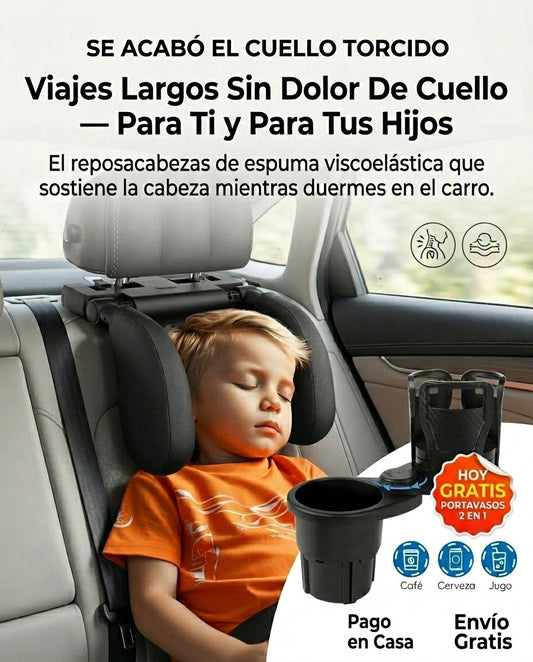 AutoRest Pro™ — Reposacabezas Viscoelástico Para Auto + Portavasos De Regalo