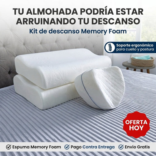 Combo KIT de Descanso -  2 Almohadas cervicales + Cojín entrepiernas