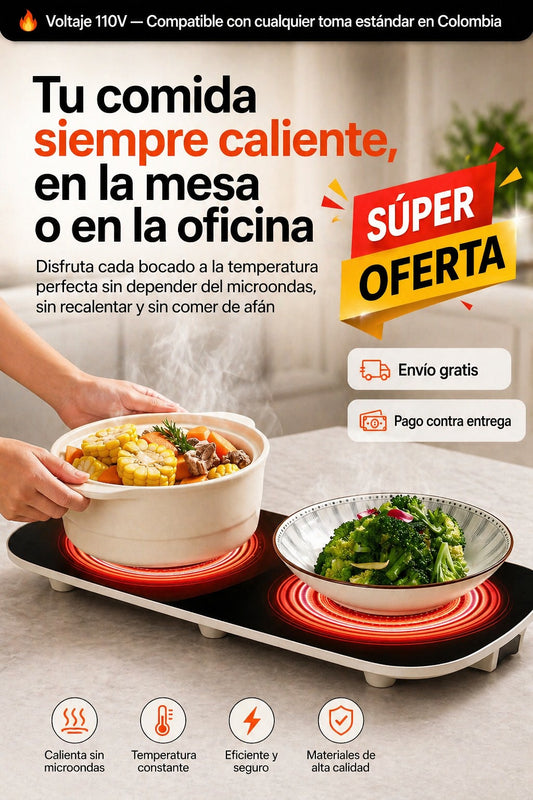 HeatBase Duo  - Bandeja Calentadora Eléctrica 2 Puestos