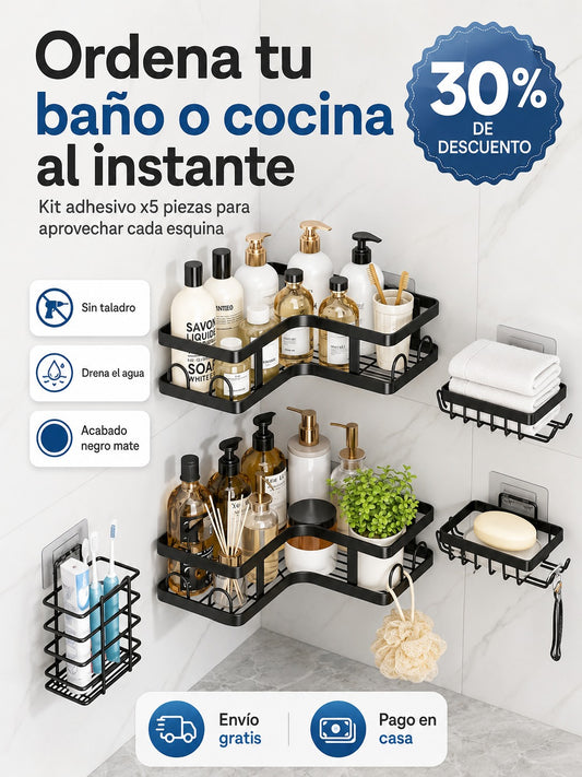 Organizador Adhesivo Baño 5pcs Esquinero
