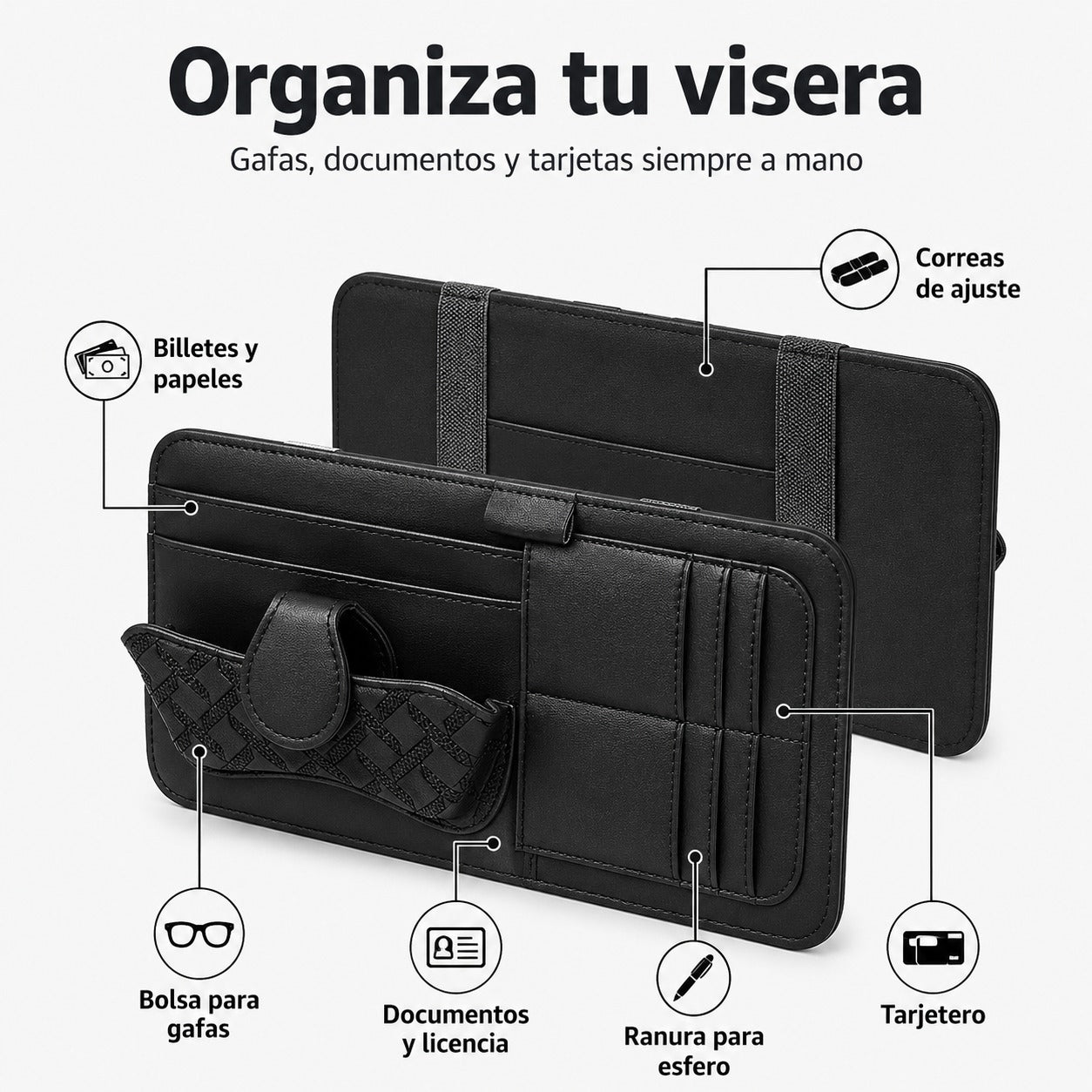 VisorPro™ — Organizador Multifuncional para Visera de Carro