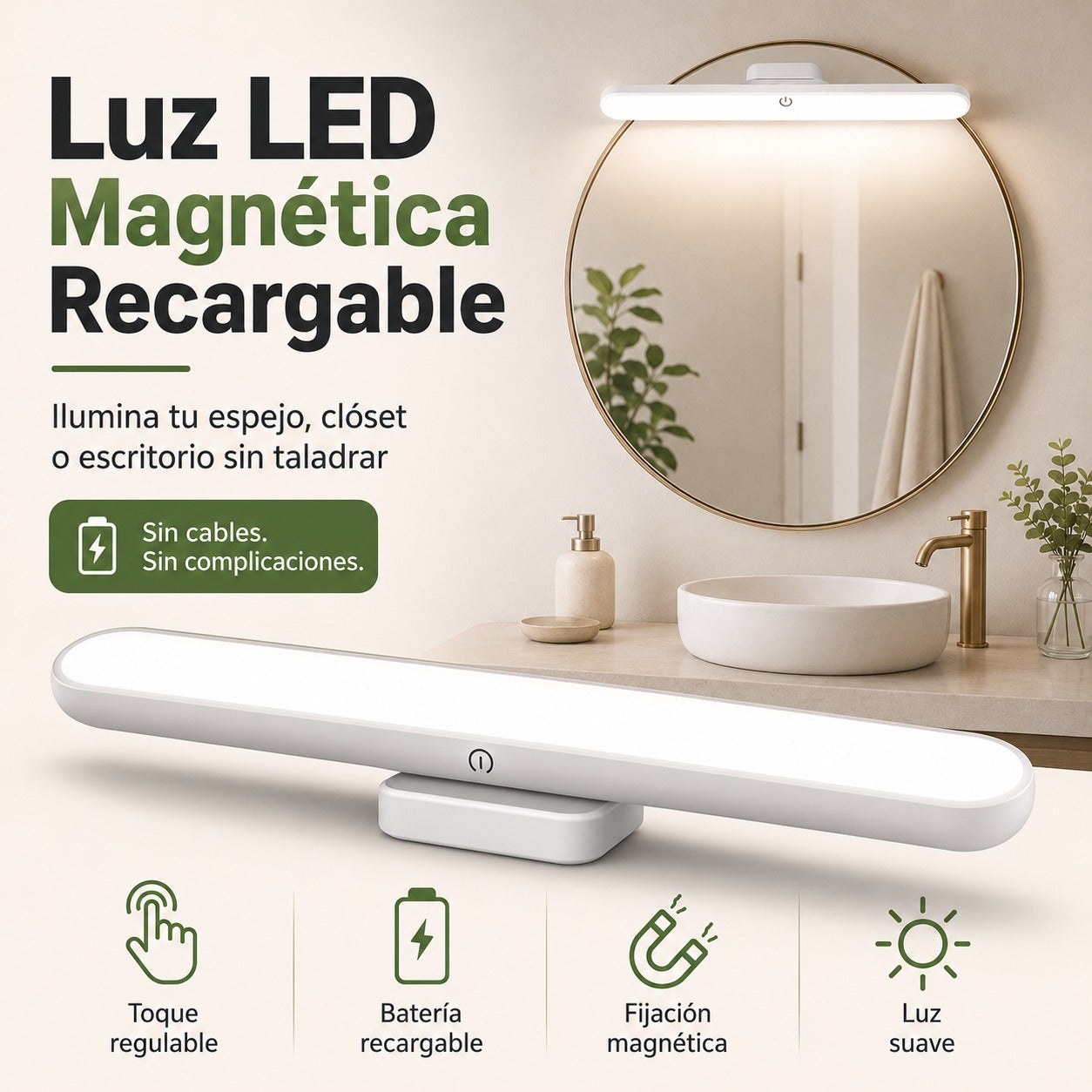 LuzFlex Pro™ — Lámpara LED Magnética Recargable con Luz Ajustable
