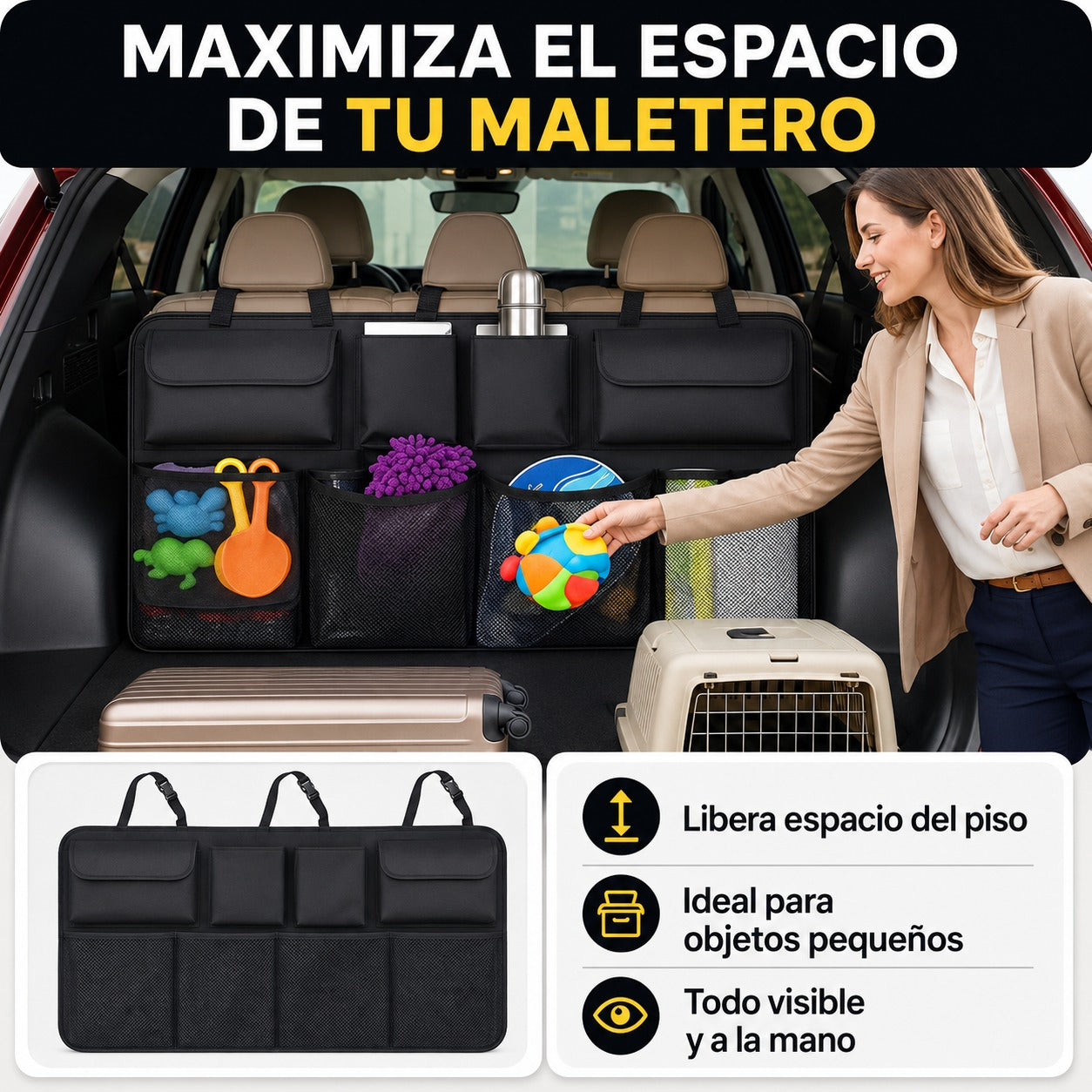 BaúlMax Pro™ — Organizador Colgante para Maletero