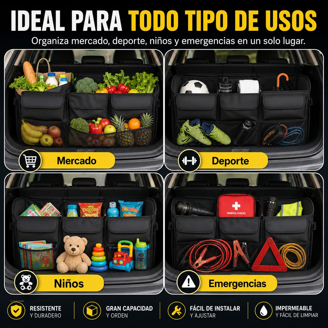 BaúlMax Pro™ — Organizador Colgante para Maletero