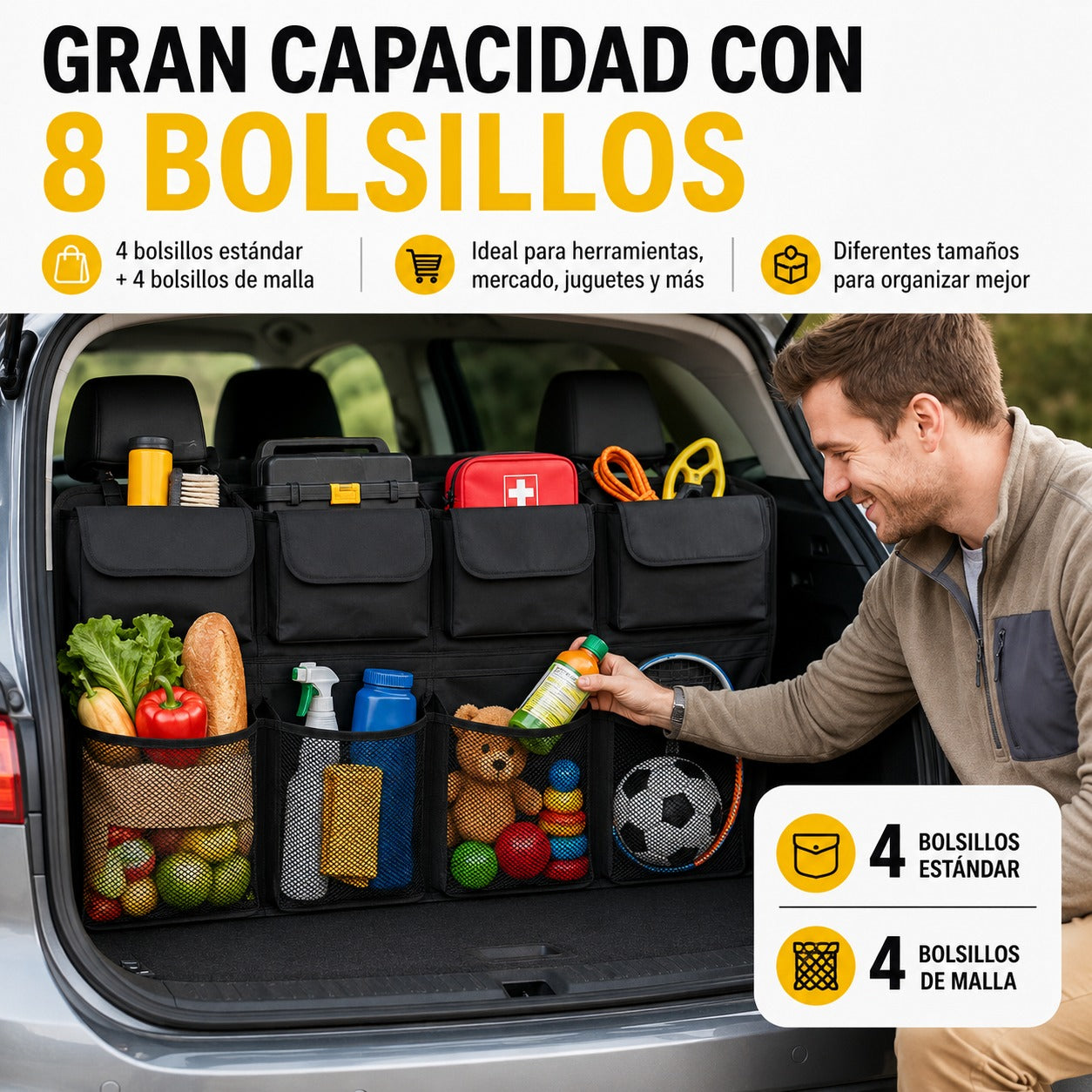 BaúlMax Pro™ — Organizador Colgante para Maletero