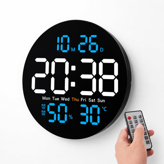 Reloj redondo digital de pared