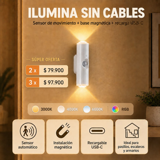 Luz Led RGB Recargable con sensor - LLEVA 2X1