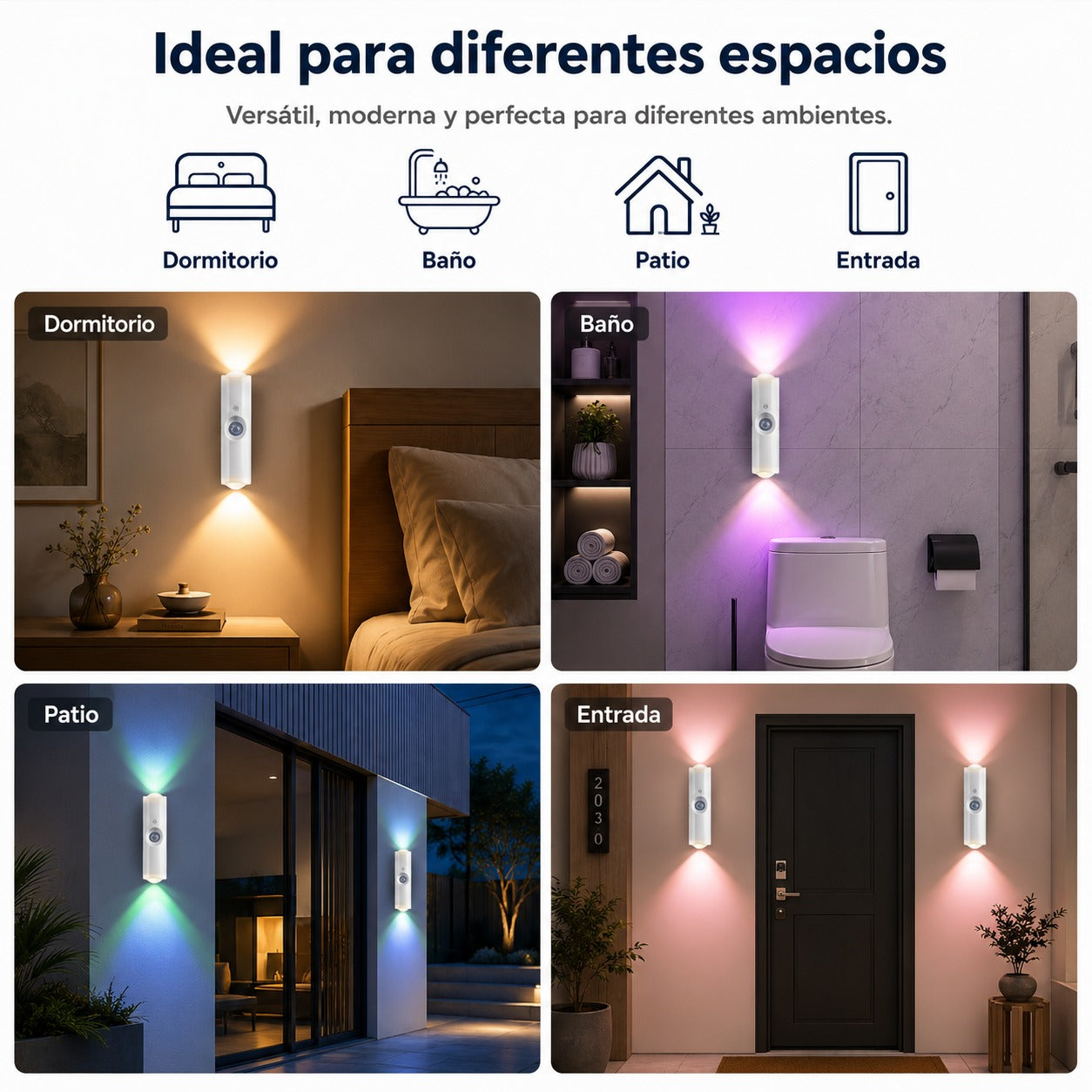 Luz Led RGB Recargable con sensor - LLEVA 2X1