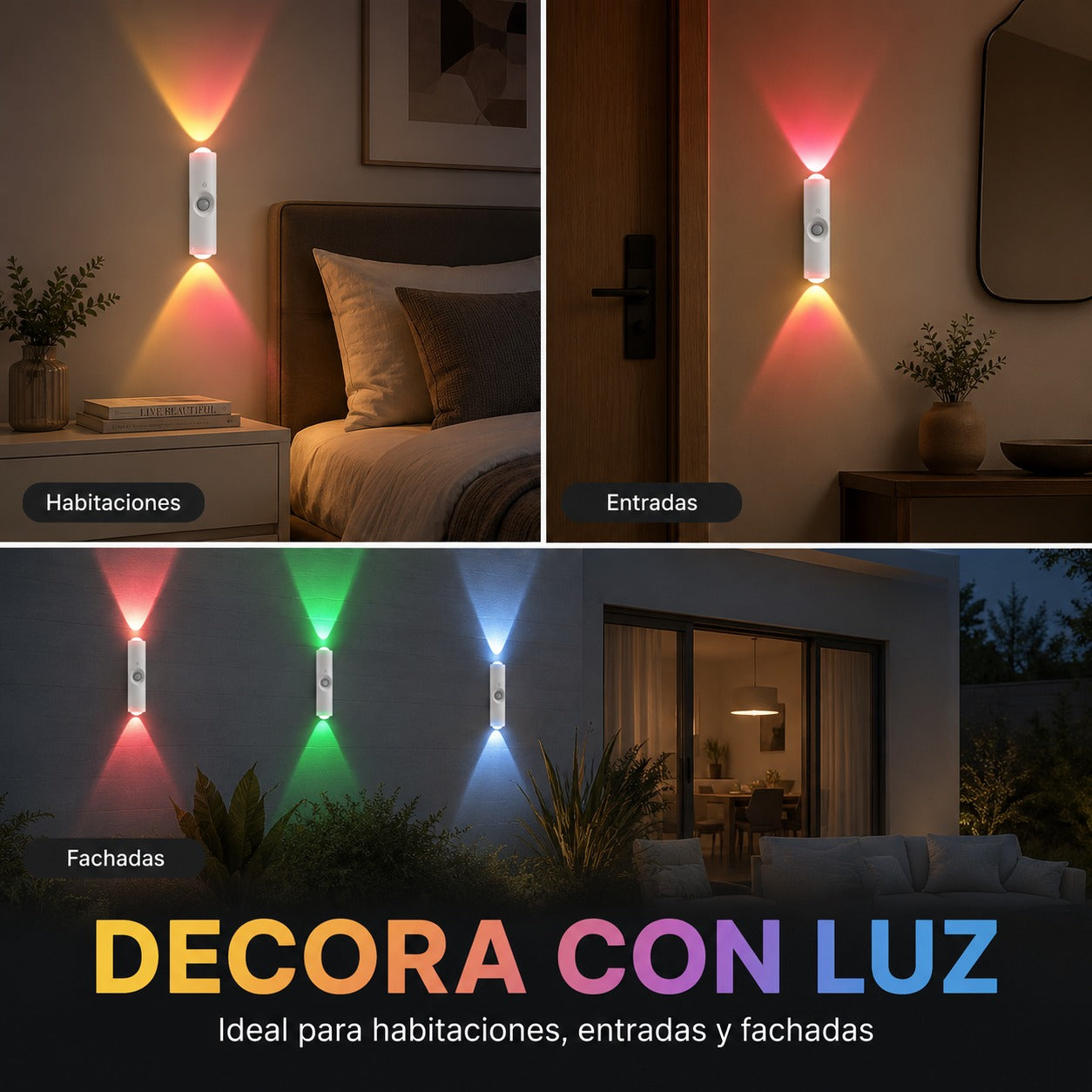 Luz Led RGB Recargable con sensor - LLEVA 2X1