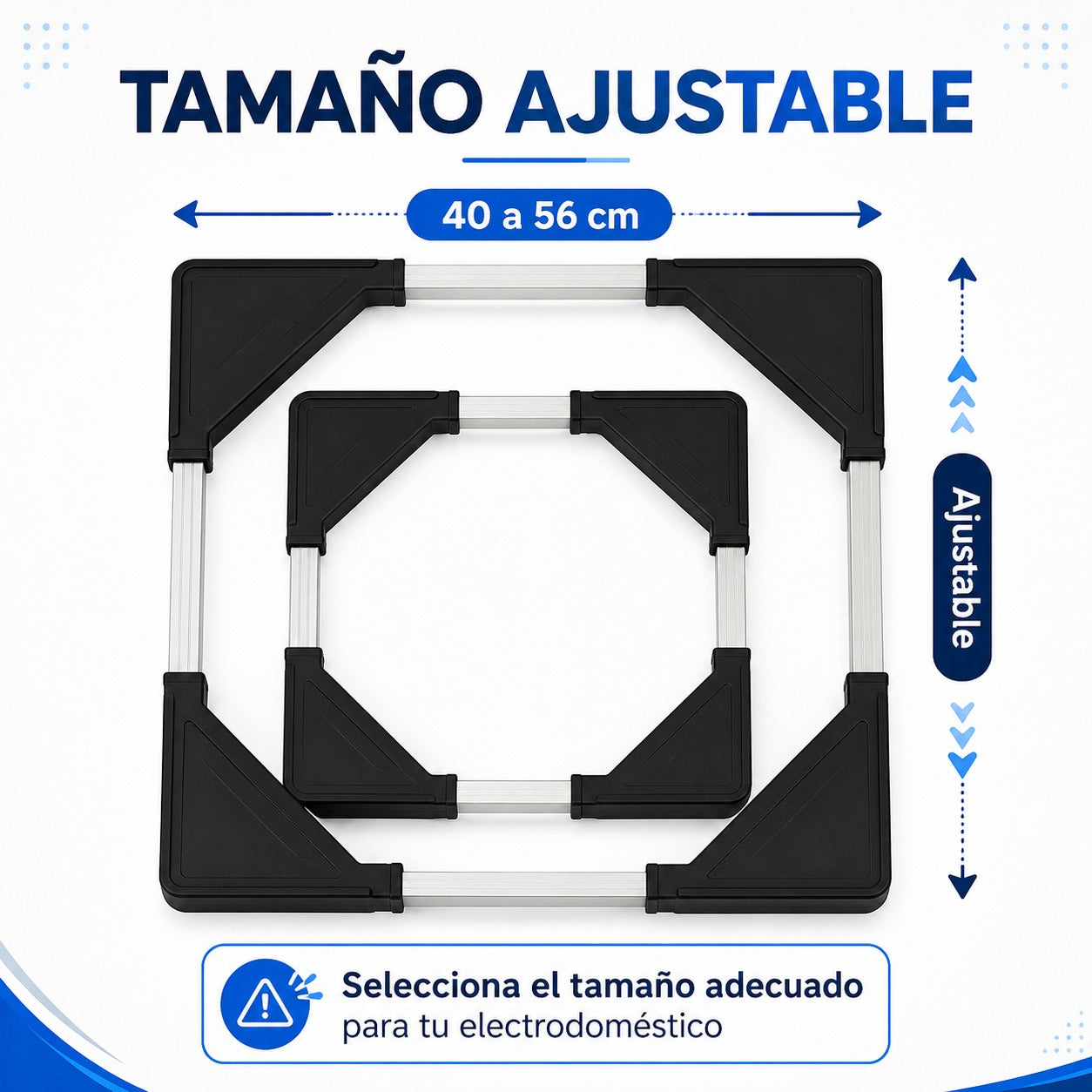 Base Ajustable con Ruedas para Neveras y Lavadoras | Soporta hasta 135 kg