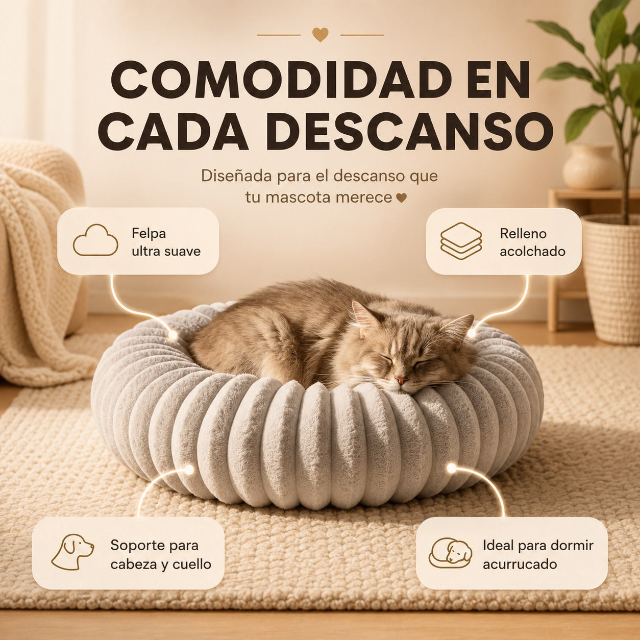 CAMA REDONDA  PARA PERROS Y GATOS