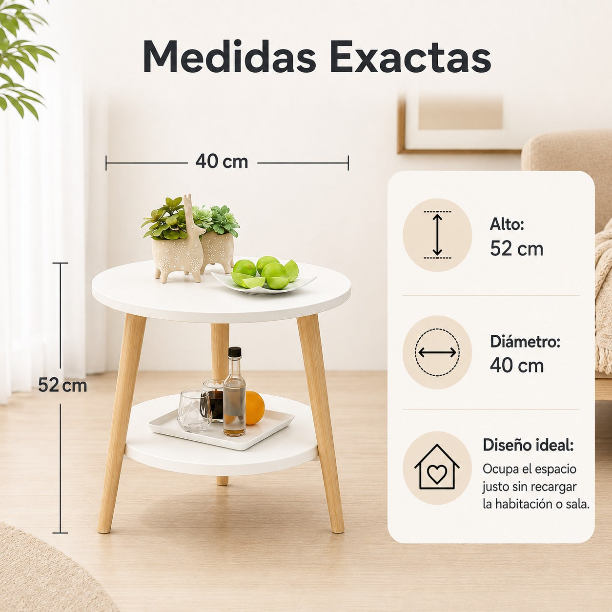 Mesa Auxiliar Nórdica de 2 Niveles: Estilo, Orden y Espacio en un Solo Mueble