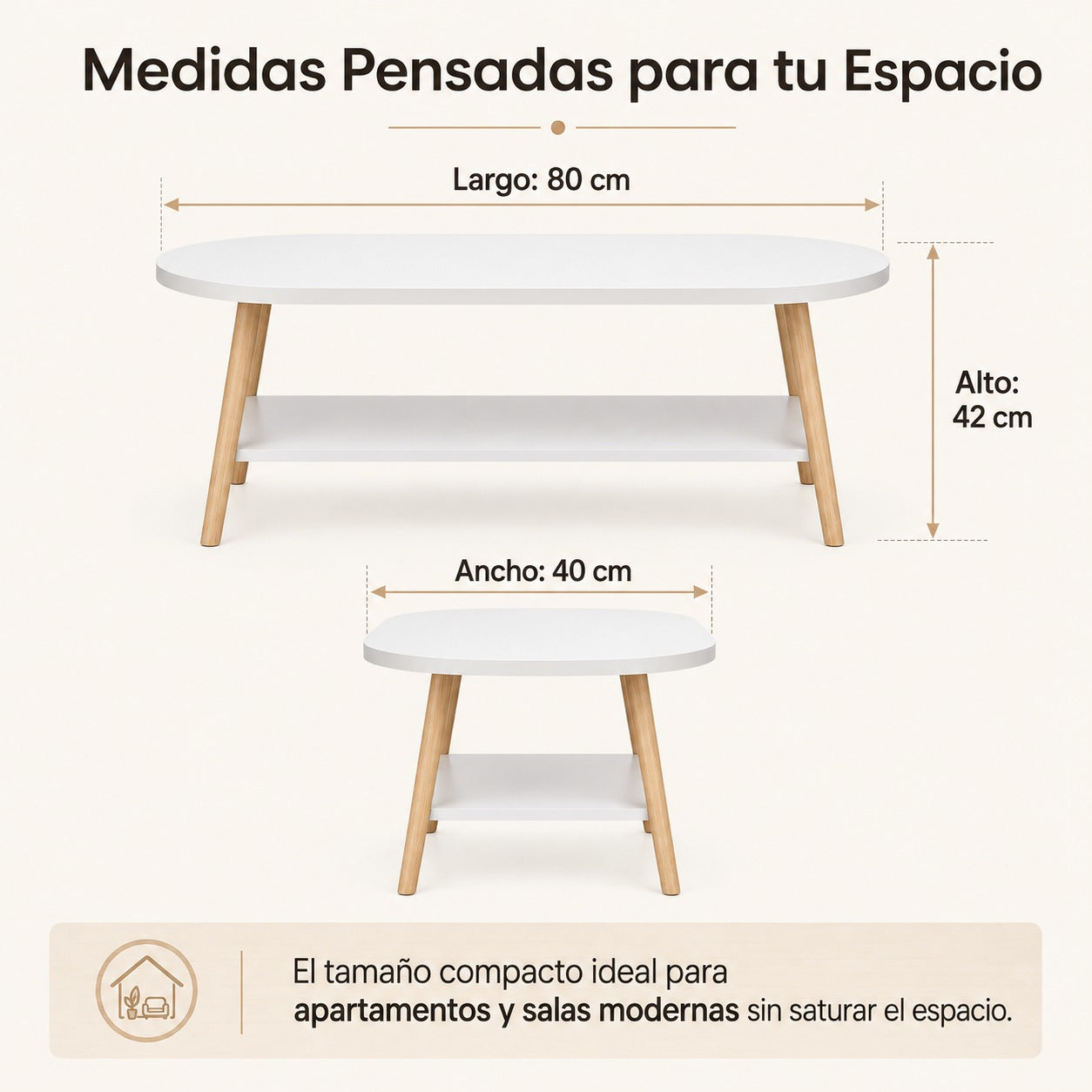 Mesa de Centro Ovalada Nórdica: Elegancia, Estilo y Orden para tu Sala
